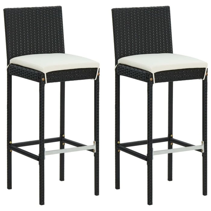 3 Piece Outdoor Bar Set With Cushions Poly Rattan Black