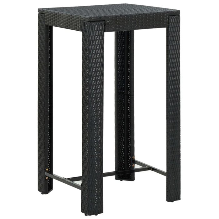 3 Piece Outdoor Bar Set With Cushions Poly Rattan Black