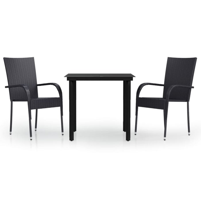 3 Piece Outdoor Dining Set Black Tbkktii