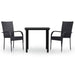 3 Piece Outdoor Dining Set Black Tbkktii