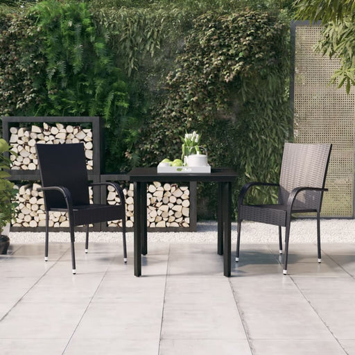 3 Piece Outdoor Dining Set Black Tbkktii