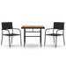 3 Piece Outdoor Dining Set Poly Rattan Black Toxbbnl