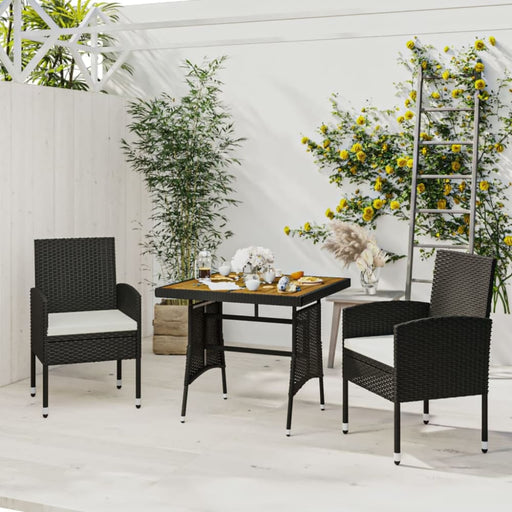 3 Piece Outdoor Dining Set Poly Rattan Black Toxbbnn