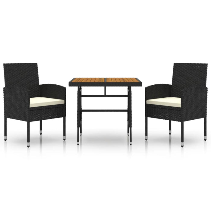 3 Piece Outdoor Dining Set Poly Rattan Black Toxbbnn