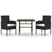 3 Piece Outdoor Dining Set Poly Rattan Black Toxbbnn