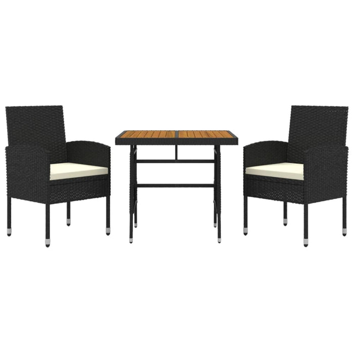 3 Piece Outdoor Dining Set Poly Rattan Black Toxbbnn