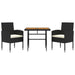 3 Piece Outdoor Dining Set Poly Rattan Black Toxbbnn