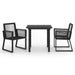 3 Piece Outdoor Dining Set Pvc Rattan Black Tbpnxnt