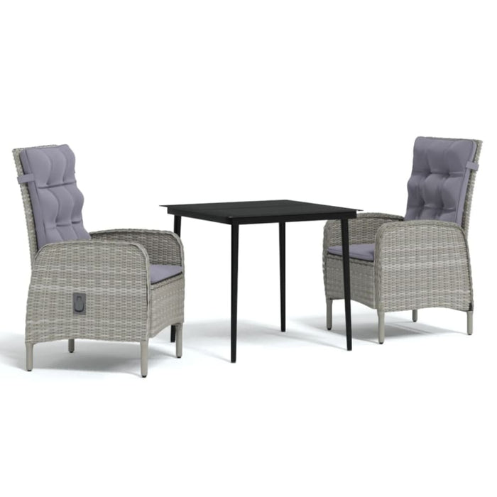 3 Piece Outdoor Dining Set With Cushions Grey And Black