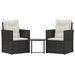 3 Piece Outdoor Lounge Set With Cushions Poly Rattan Black