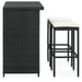 3 Piece Bar Set Poly Rattan Black Totaio