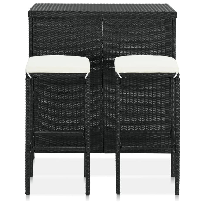 3 Piece Bar Set Poly Rattan Black Totaio