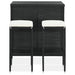 3 Piece Bar Set Poly Rattan Black Totaio