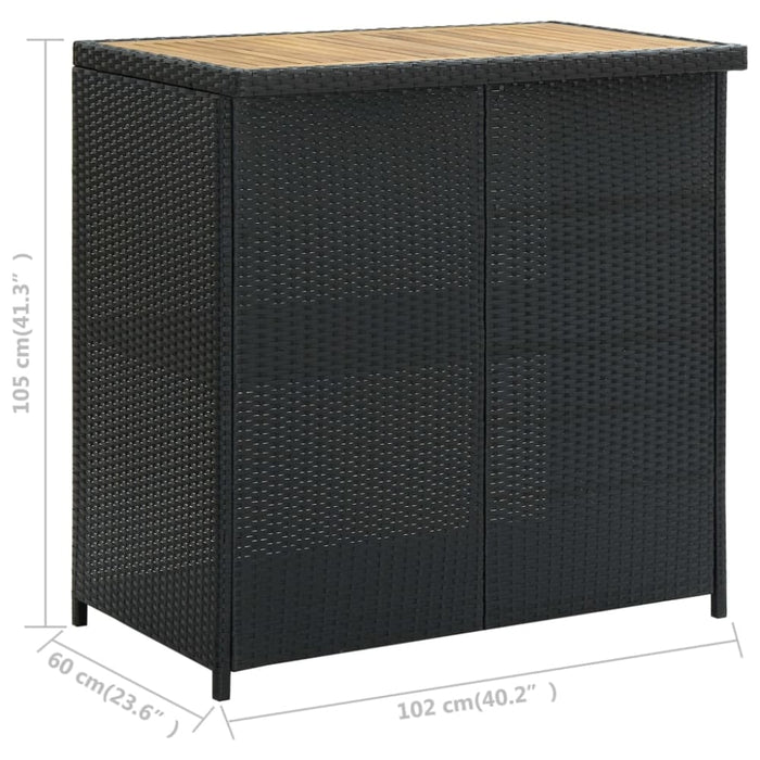 3 Piece Bar Set Poly Rattan Black Totait