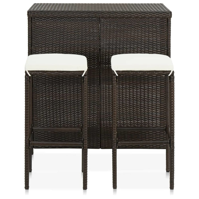 3 Piece Bar Set Poly Rattan Brown Totaib