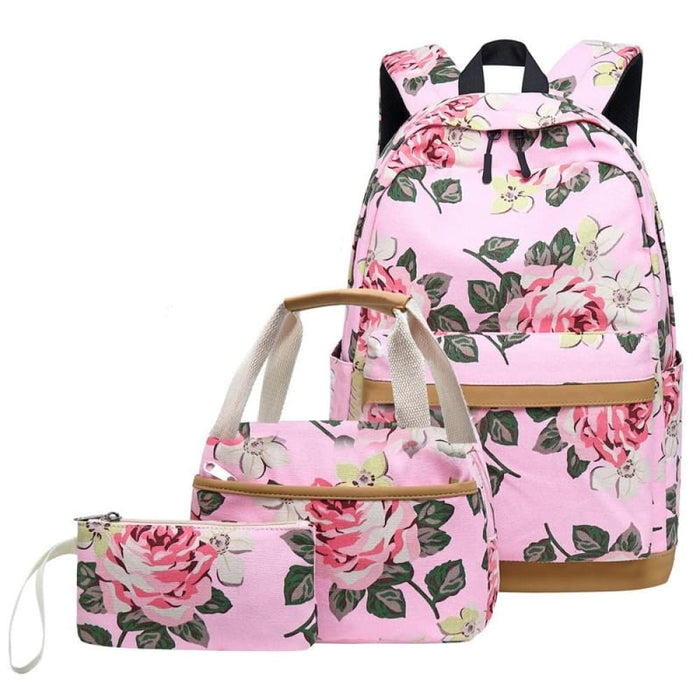 3 Piece Printed Usb Backpack For Students