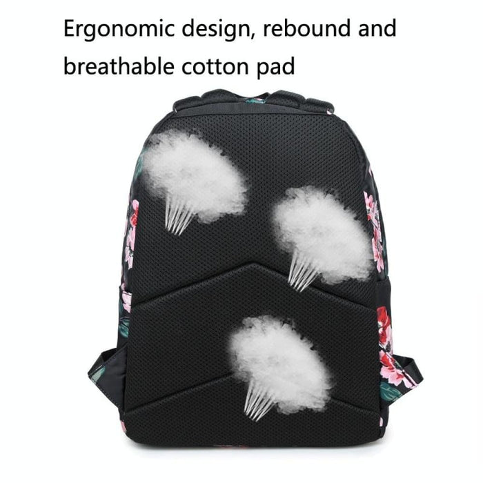 3 Piece Printed Usb Backpack For Students