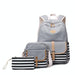 3 Piece Striped Canvas Backpack Set For Students