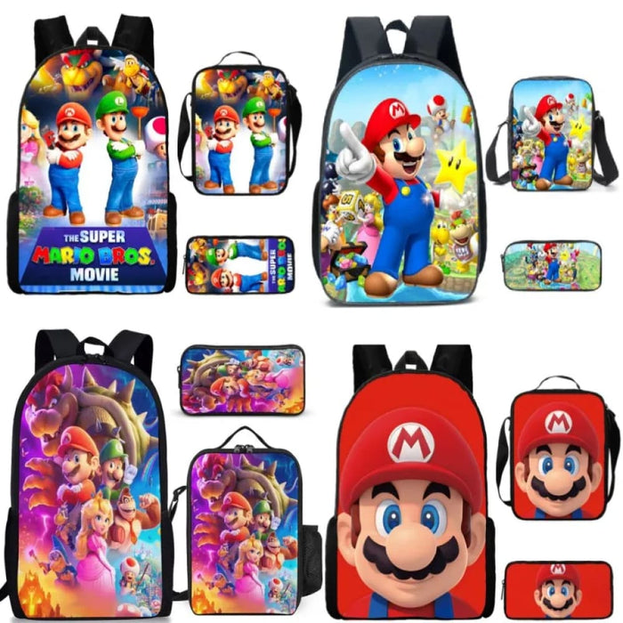 3 Piece Super Mario Schoolbag Set For Kids