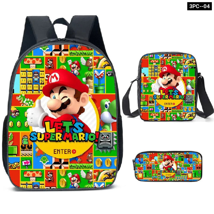 3 Piece Super Mario Schoolbag Set For Kids