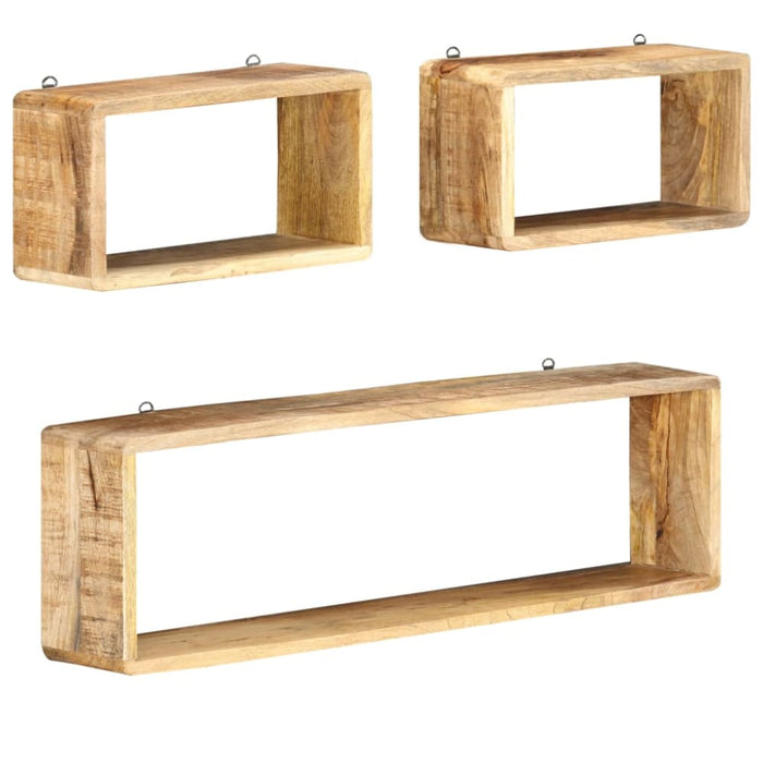 3 Piece Wall Cube Shelf Set Soild Mango Wood Xnpnaa