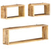 3 Piece Wall Cube Shelf Set Soild Mango Wood Xnpnaa