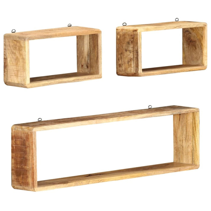 3 Piece Wall Cube Shelf Set Soild Mango Wood Xnpnaa