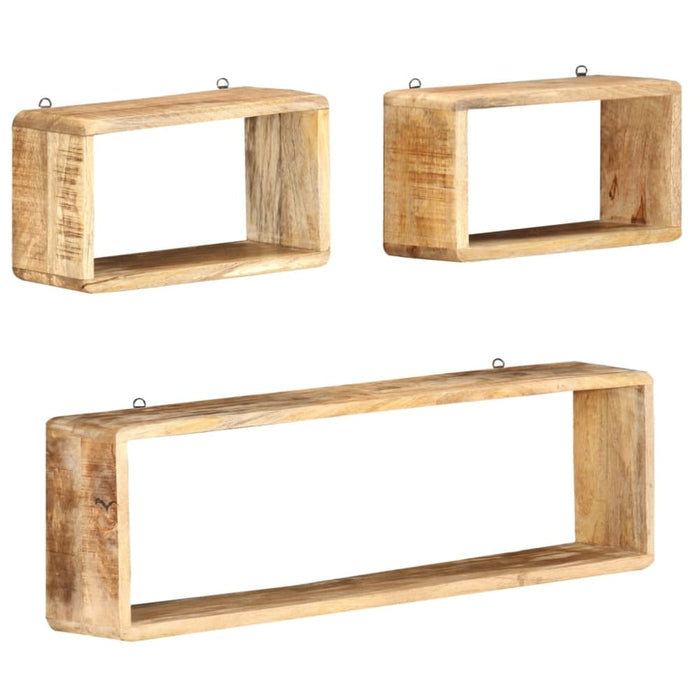 3 Piece Wall Cube Shelf Set Soild Mango Wood Xnpnaa