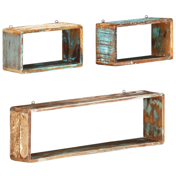 3 Piece Wall Cube Shelf Set Soild Reclaimed Wood Xnpnap