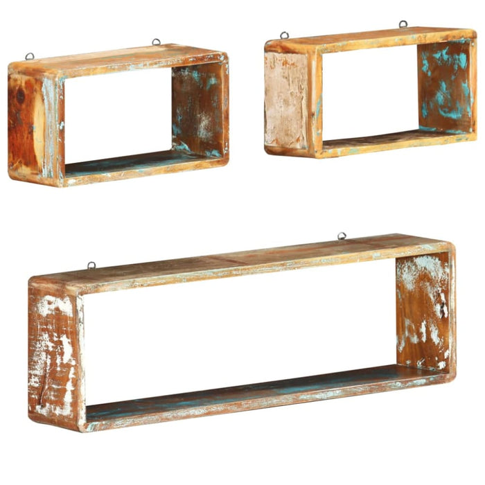 3 Piece Wall Cube Shelf Set Soild Reclaimed Wood Xnpnap