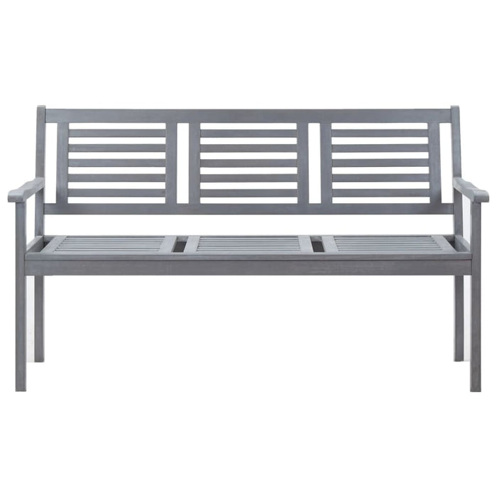 3-seater Garden Bench 150 Cm Grey Solid Eucalyptus Wood