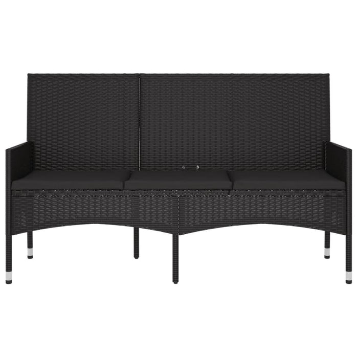 3-seater Garden Bench With Cushions Black Poly Rattan Tokaka