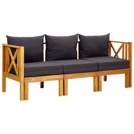 3-seater Garden Bench With Cushions Solid Acacia Wood Tobtob