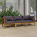 3-seater Garden Sofa With Cushion Solid Acacia Wood Tbnlkbb