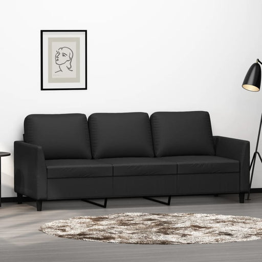 3-seater Sofa Black 180 Cm Faux Leather Tpkttn