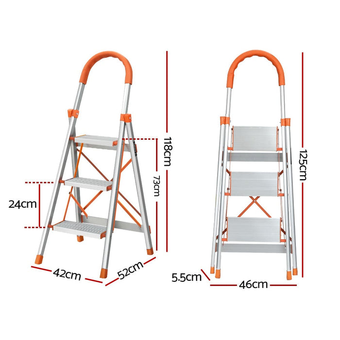 3 Step Ladder Multi-purpose Folding Aluminium Light Weight