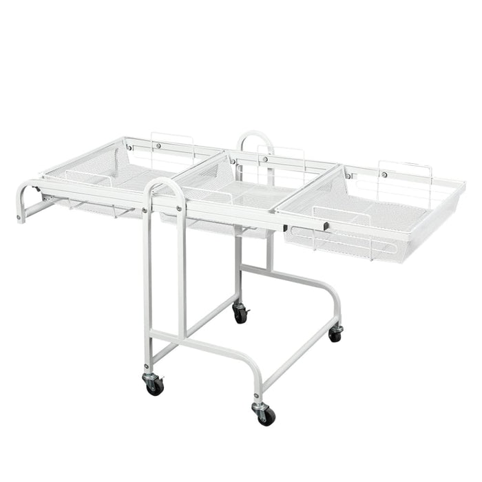 Goslash Picks 3 Tier Kitchen Trolley Cart Swivel White