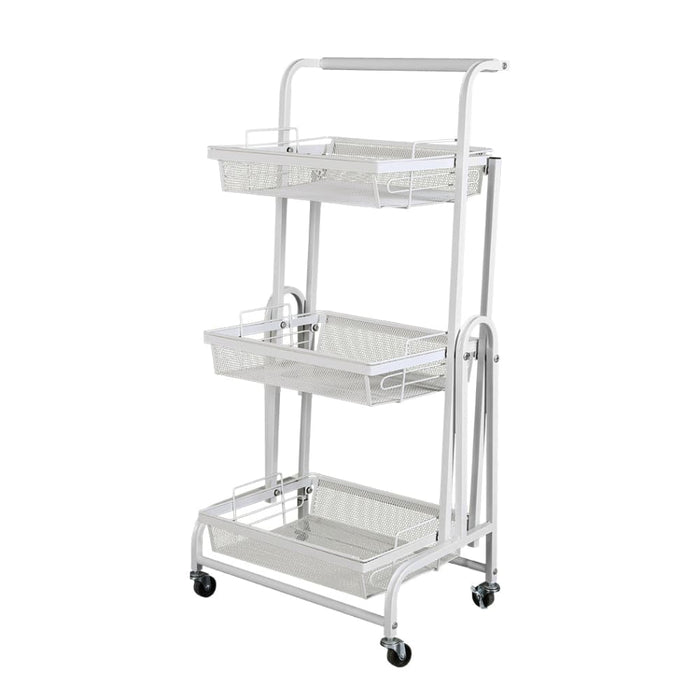 Goslash Picks 3 Tier Kitchen Trolley Cart Swivel White