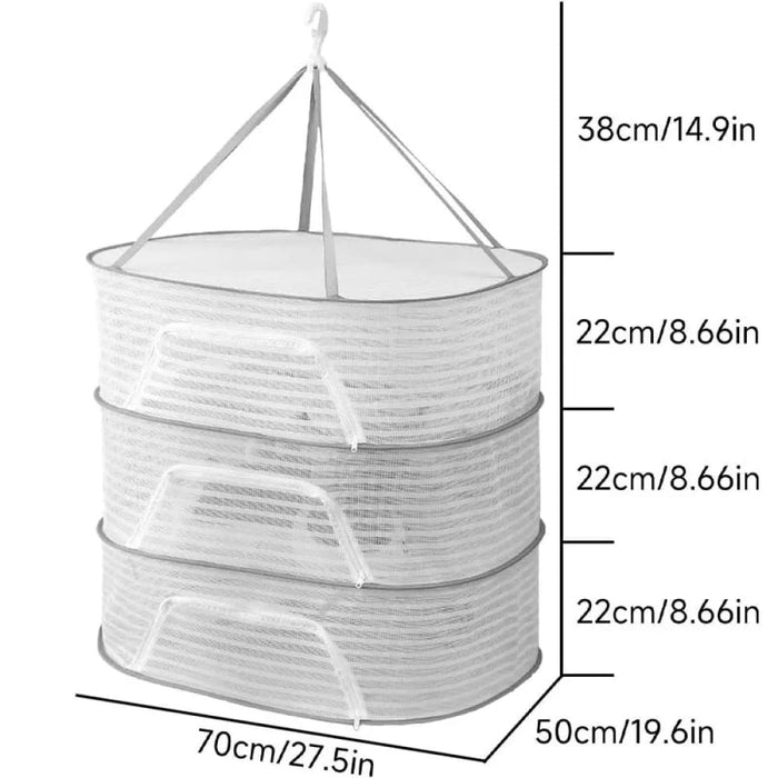 3 Tier Portable Mesh Hanging Dryer For Clothes Herbs Fruits