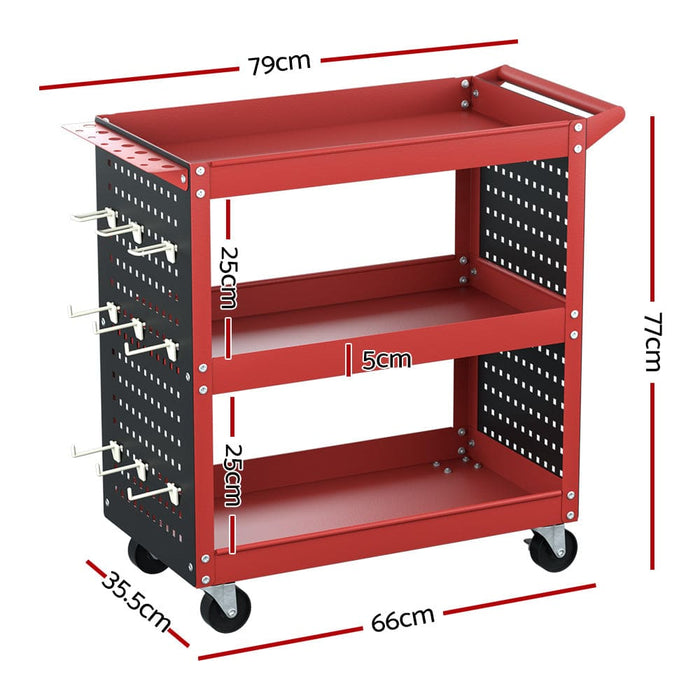 3-tier Tool Cart Trolley Toolbox Workshop Garage Storage