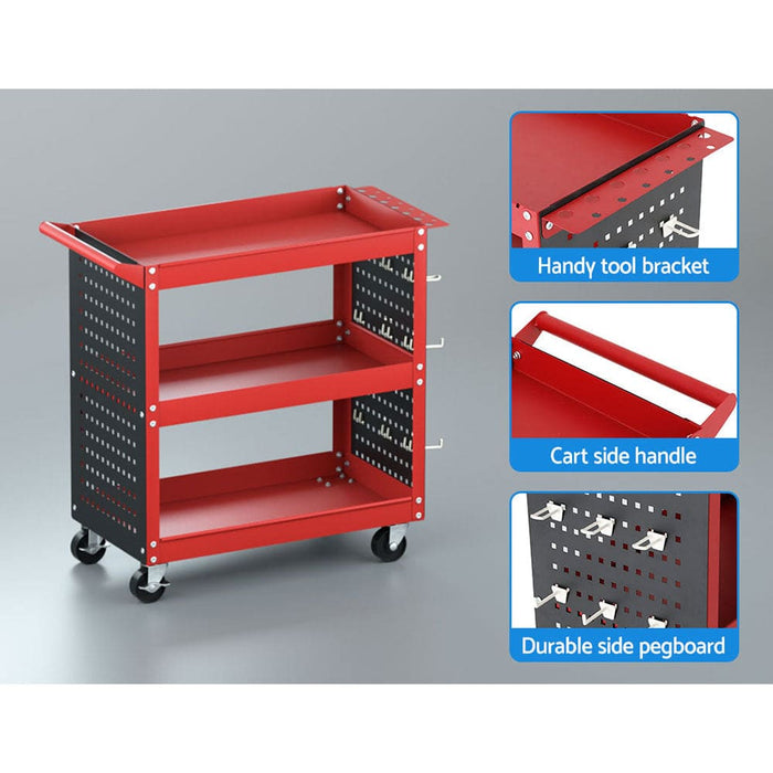 3-tier Tool Cart Trolley Toolbox Workshop Garage Storage