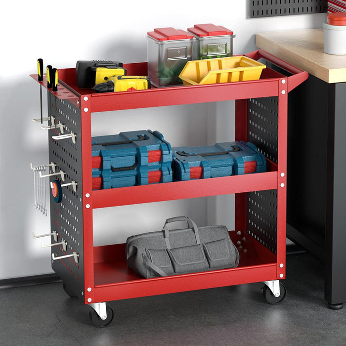 3-tier Tool Cart Trolley Toolbox Workshop Garage Storage