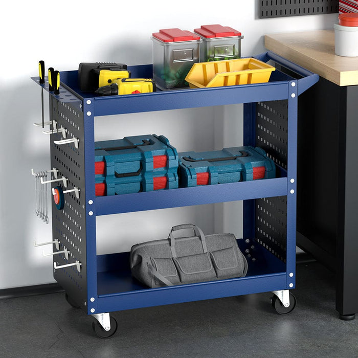 3-tier Tool Trolley Cart Workshop Wheels Mobile Work