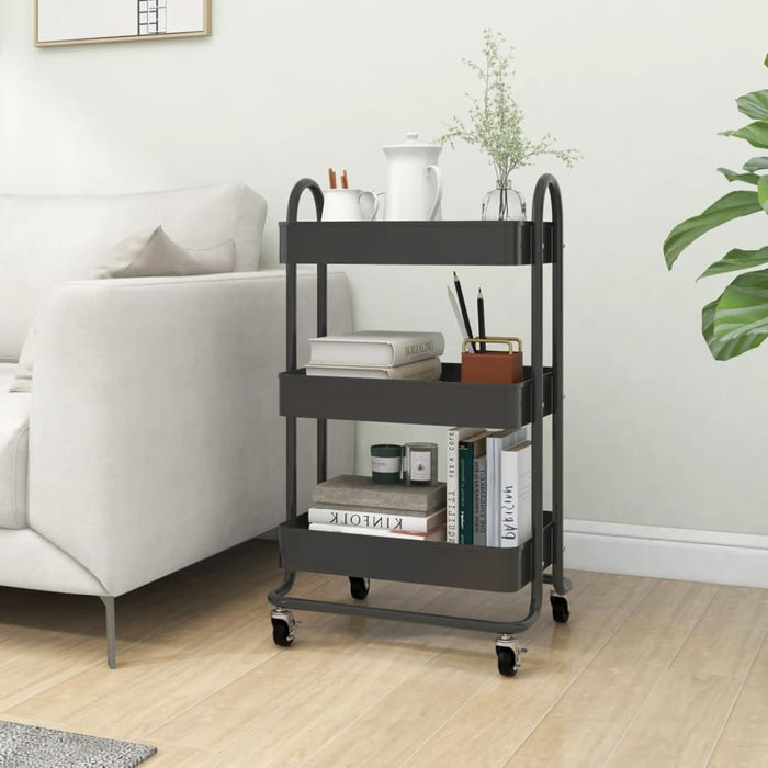 3-tier Trolley Anthracite 43x34x79 Cm Steel Ttpnli