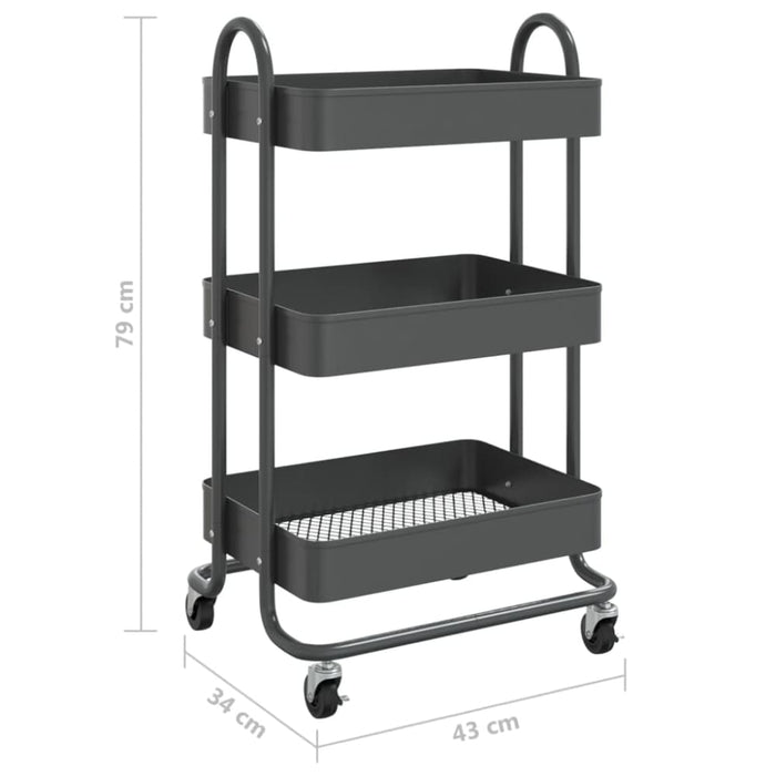 3-tier Trolley Anthracite 43x34x79 Cm Steel Ttpnli