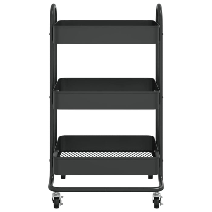 3-tier Trolley Black 43x34x79 Cm Steel Ttpnlp