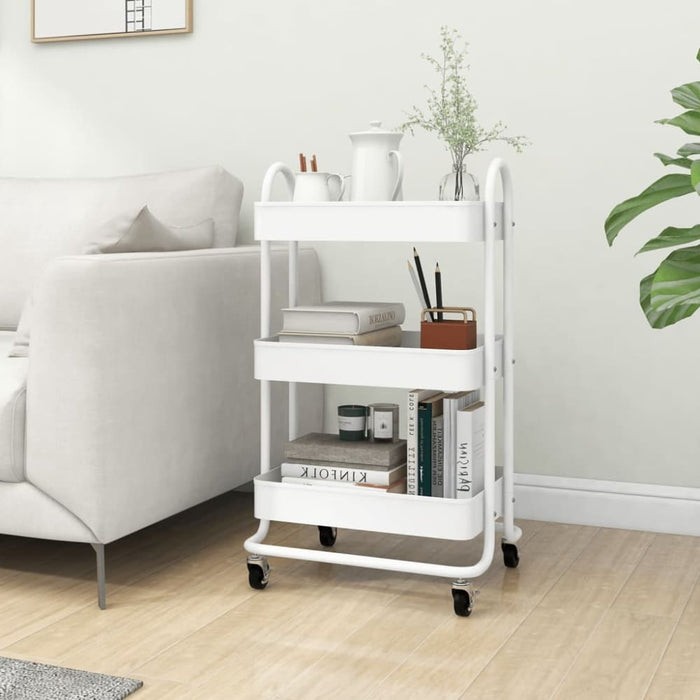 3-tier Trolley White 43x34x79 Cm Steel Ttpnll