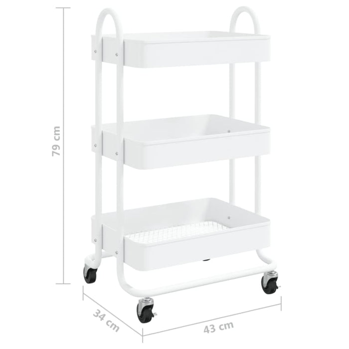 3-tier Trolley White 43x34x79 Cm Steel Ttpnll