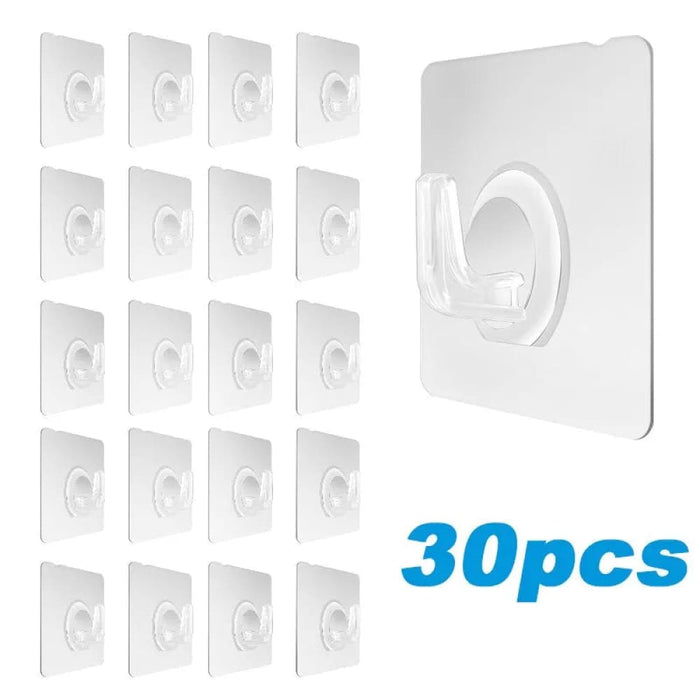 30 Pcs Transparent Strong Self Adhesive Wall Hooks