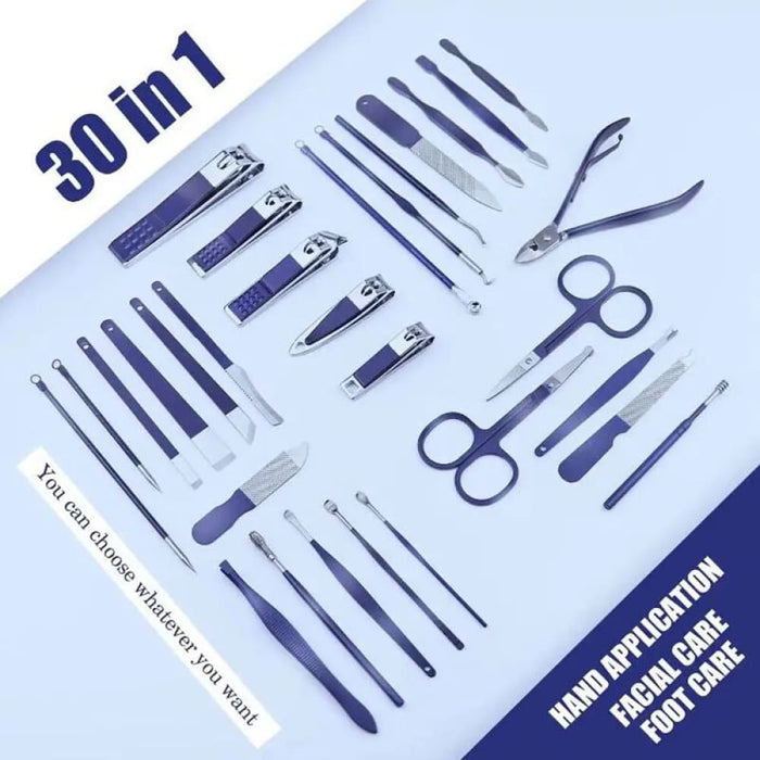 30 Piece Stainless Steel Manicure Kit With Nail Clippers